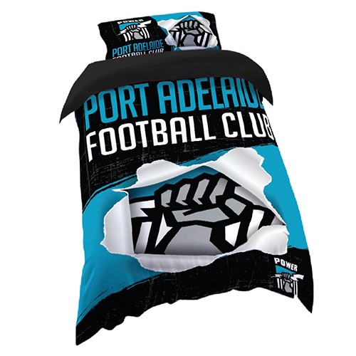 NEW! Details about   AFL PORT ADELAIDE POWER Quilt Cover Set Single bed Official product 