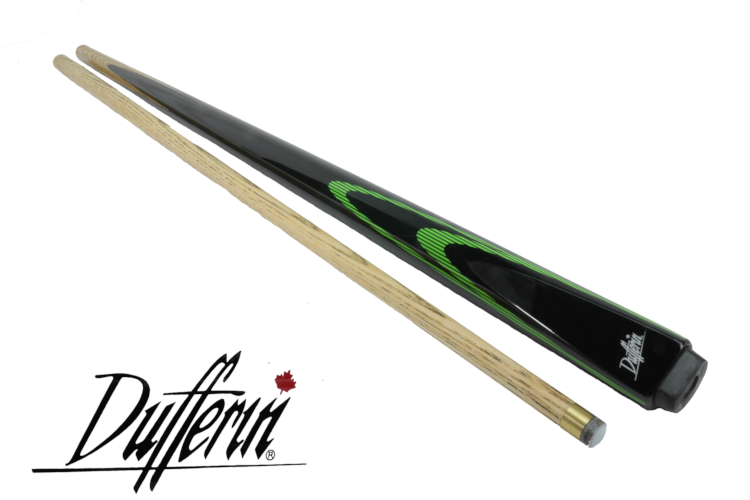 DUFFERIN EIGHTBALL CUE S101 GREEN DOUBLE FLAME 2 PIECE 57" 9 MM ELKMASTER TIP